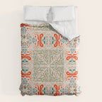 Whimsical Holiday Bows and Florals Pattern  Festive Folk Art Inspired Design Duvet Cover Gallery Image 6