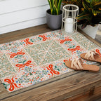 Whimsical Holiday Bows and Florals Pattern  Festive Folk Art Inspired Design Outdoor Rug Gallery Image 2