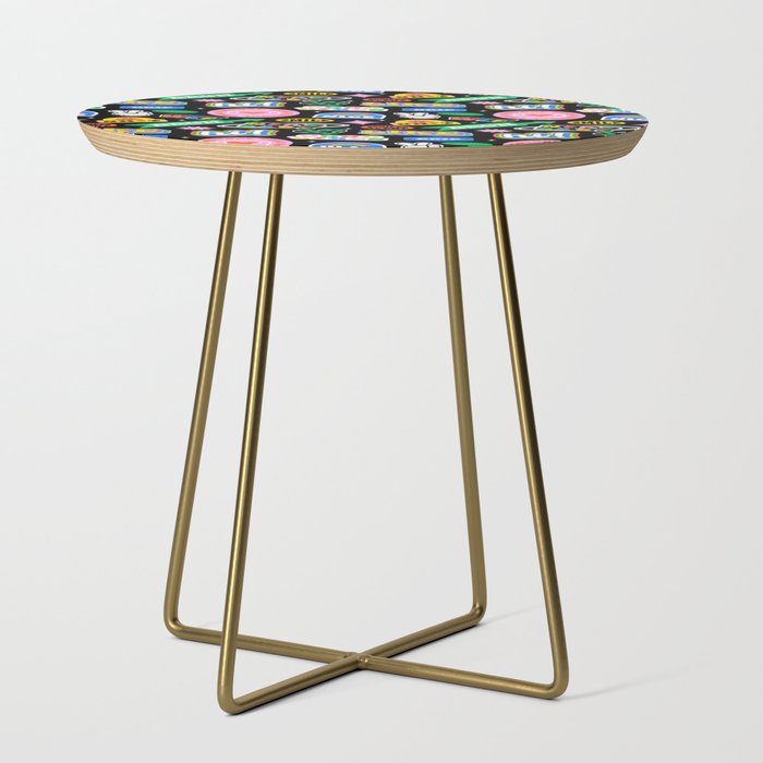 Retro cartoon sticker label pattern Side Table Gallery Image 1
