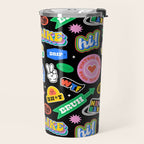 Retro cartoon sticker label pattern Travel Mug Gallery Image 2