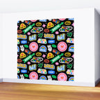Retro cartoon sticker label pattern Wall Mural Gallery Image 2