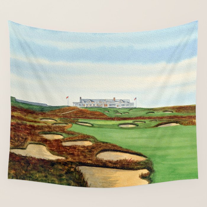 Shinnecock Hills Golf Course With Clubhouse Wall Tapestry Gallery Image 1