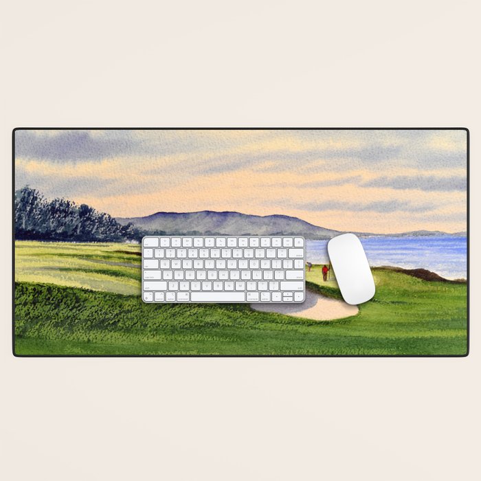 Pebble Beach Golf Course 9th Green Desk Mat Gallery Image 1