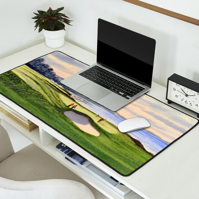 Pebble Beach Golf Course 9th Green Desk Mat Gallery Image 2