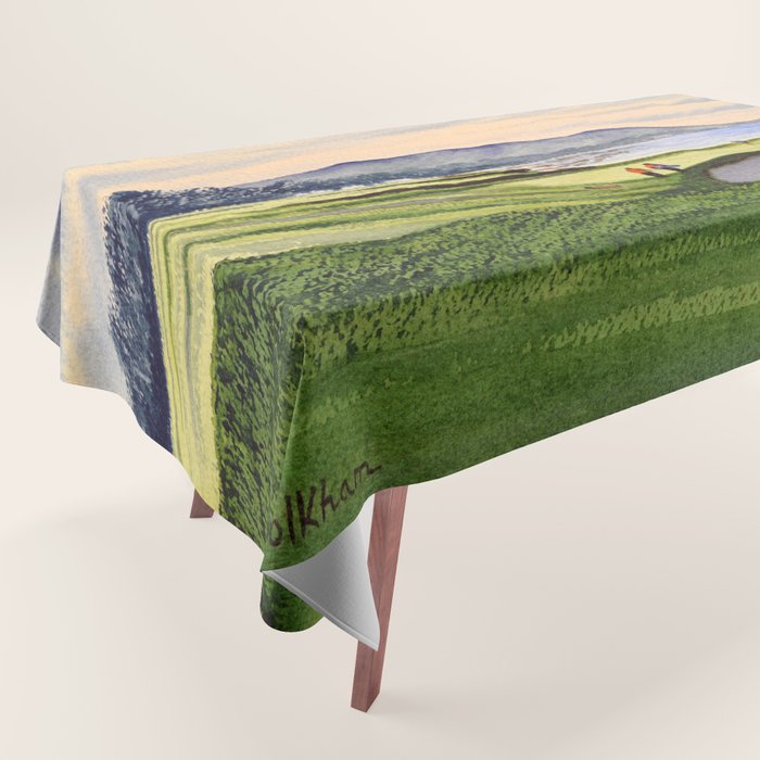 Pebble Beach Golf Course 9th Green Tablecloth Gallery Image 1