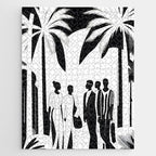 Five, Tropical African People Meeting, Abstract Back & White Travel, Palm Jungle Human Shadows Eclectic Noho Jigsaw Puzzle Gallery Image 1