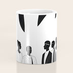 Five, Tropical African People Meeting, Abstract Back & White Travel, Palm Jungle Human Shadows Eclectic Noho Coffee Mug Gallery Image 4