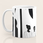 Five, Tropical African People Meeting, Abstract Back & White Travel, Palm Jungle Human Shadows Eclectic Noho Coffee Mug Gallery Image 3