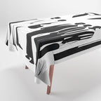 Five, Tropical African People Meeting, Abstract Back & White Travel, Palm Jungle Human Shadows Eclectic Noho Tablecloth Gallery Image 1