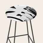 Five, Tropical African People Meeting, Abstract Back & White Travel, Palm Jungle Human Shadows Eclectic Noho Stool Gallery Image 2