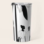 Five, Tropical African People Meeting, Abstract Back & White Travel, Palm Jungle Human Shadows Eclectic Noho Travel Mug Gallery Image 3