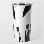 Five, Tropical African People Meeting, Abstract Back & White Travel, Palm Jungle Human Shadows Eclectic Noho Travel Mug Gallery Image 1