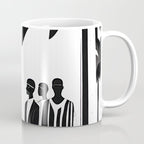 Five, Tropical African People Meeting, Abstract Back & White Travel, Palm Jungle Human Shadows Eclectic Noho Coffee Mug Gallery Image 1