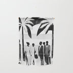 Five, Tropical African People Meeting, Abstract Back & White Travel, Palm Jungle Human Shadows Eclectic Noho Wall Hanging Gallery Image 1