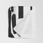 Five, Tropical African People Meeting, Abstract Back & White Travel, Palm Jungle Human Shadows Eclectic Noho Throw Blanket Gallery Image 3