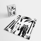 Five, Tropical African People Meeting, Abstract Back & White Travel, Palm Jungle Human Shadows Eclectic Noho Jigsaw Puzzle Gallery Image 2