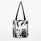 Five, Tropical African People Meeting, Abstract Back & White Travel, Palm Jungle Human Shadows Eclectic Noho Tote Bag Gallery Image 2