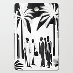 Five, Tropical African People Meeting, Abstract Back & White Travel, Palm Jungle Human Shadows Eclectic Noho Cutting Board Gallery Image 1