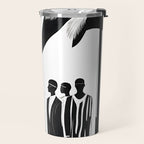 Five, Tropical African People Meeting, Abstract Back & White Travel, Palm Jungle Human Shadows Eclectic Noho Travel Mug Gallery Image 2