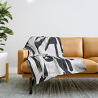 Five, Tropical African People Meeting, Abstract Back & White Travel, Palm Jungle Human Shadows Eclectic Noho Throw Blanket Gallery Image 1