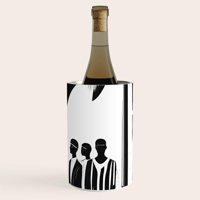 Five, Tropical African People Meeting, Abstract Back & White Travel, Palm Jungle Human Shadows Eclectic Noho Wine Chiller Gallery Image 3