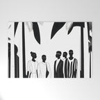 Five, Tropical African People Meeting, Abstract Back & White Travel, Palm Jungle Human Shadows Eclectic Noho Welcome Mat Gallery Image 1
