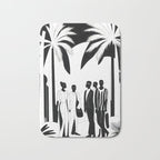 Five, Tropical African People Meeting, Abstract Back & White Travel, Palm Jungle Human Shadows Eclectic Noho Bath Mat Gallery Image 1