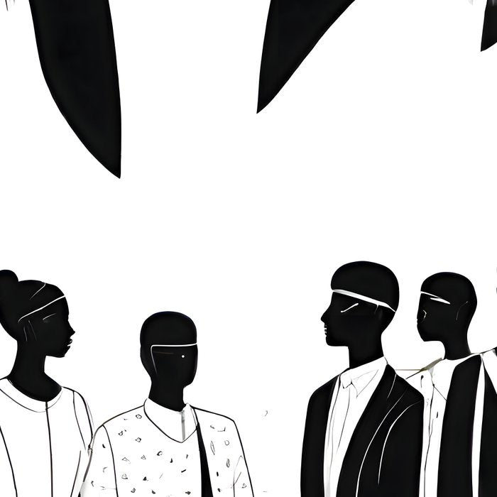 Five, Tropical African People Meeting, Abstract Back & White Travel, Palm Jungle Human Shadows Eclectic Noho Coffee Mug Gallery Image 2