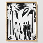 Five, Tropical African People Meeting, Abstract Back & White Travel, Palm Jungle Human Shadows Eclectic Noho Serving Tray Gallery Image 1