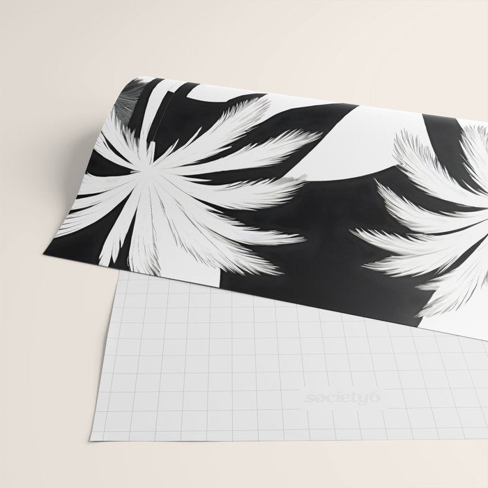 Five, Tropical African People Meeting, Abstract Back & White Travel, Palm Jungle Human Shadows Eclectic Noho Wrapping Paper Gallery Image 2