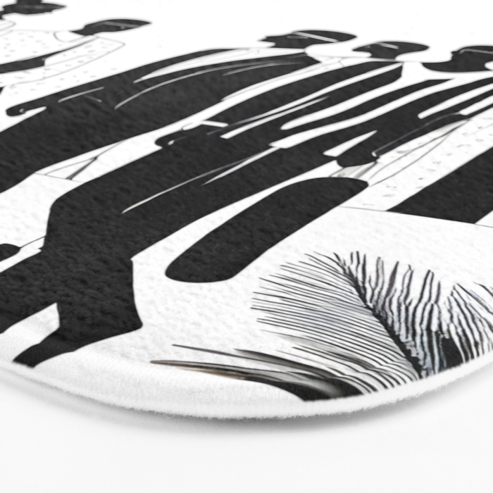 Five, Tropical African People Meeting, Abstract Back & White Travel, Palm Jungle Human Shadows Eclectic Noho Bath Mat Gallery Image 3
