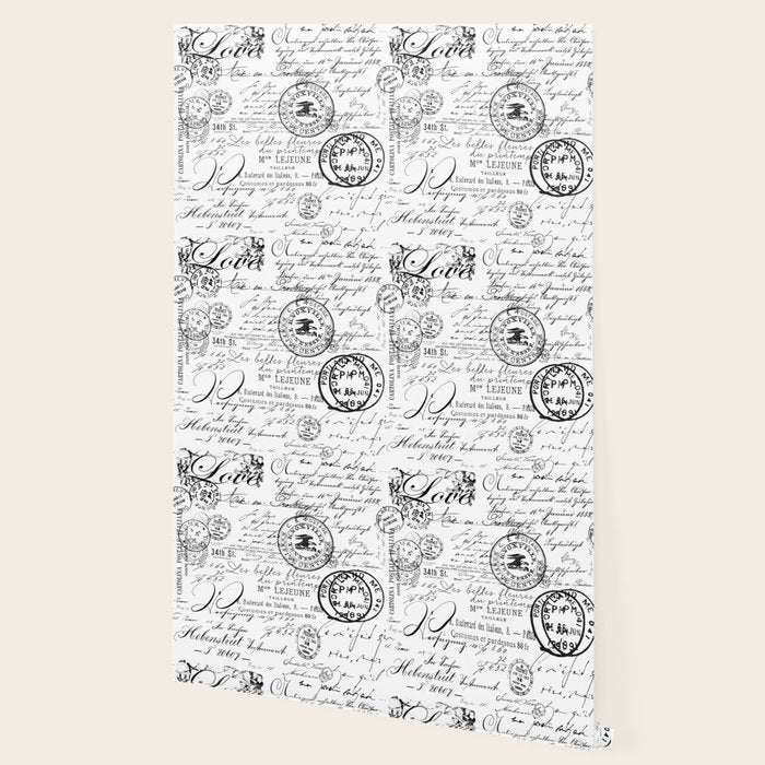 Vintage handwriting black and white Wallpaper Gallery Image 2