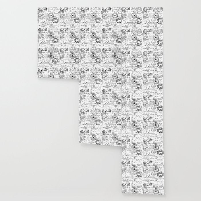 Vintage handwriting black and white Wallpaper Gallery Image 3