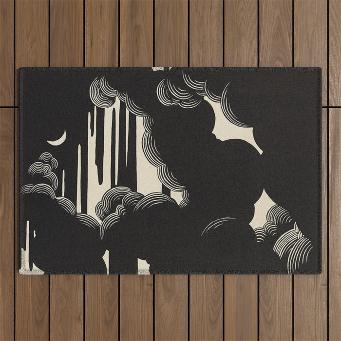 FeÌlix Vallotton Wolken, 1890 Midnight Moon Night Clouds Outdoor Rug Gallery Image 1