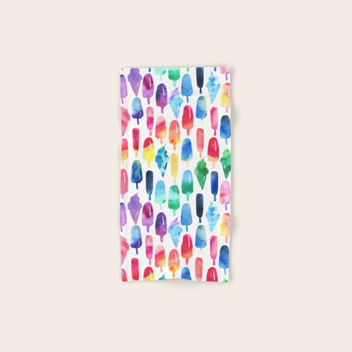 Rainbow Watercolor Popsicles Ice Cream Cones Bath Towel Gallery Image 1