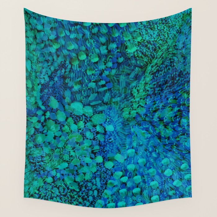 Peacock Watercolor Painting Wall Tapestry Gallery Image 4