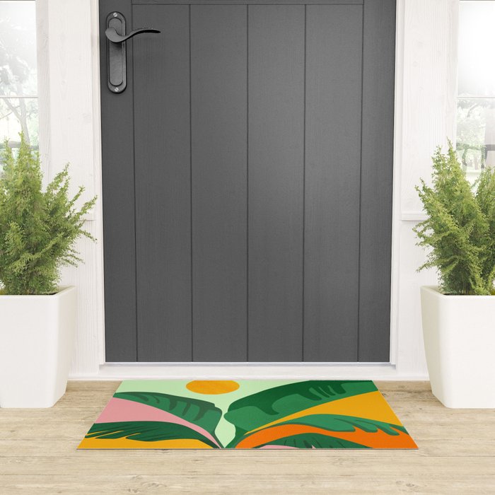 Things Are Looking Up 2 Wide View / Tropical Greenery Welcome Mat Gallery Image 3