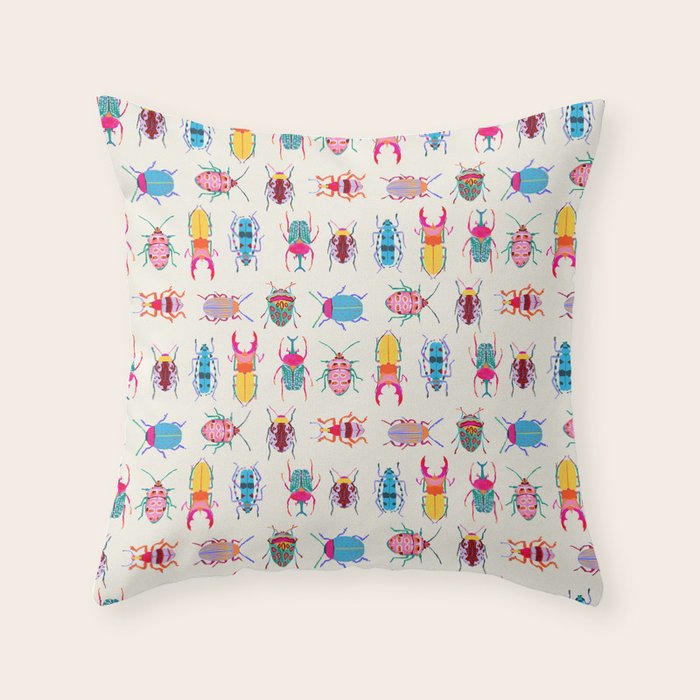 Vibrant Beetles Throw Pillow Gallery Image 6
