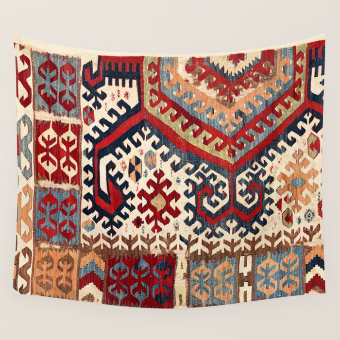 Hotamis  Antique Konya Turkish Kilim Print Wall Tapestry Gallery Image 4
