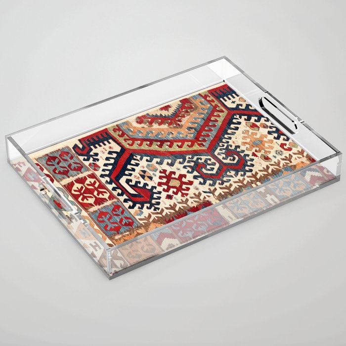 Hotamis  Antique Konya Turkish Kilim Print Acrylic Tray Gallery Image 1