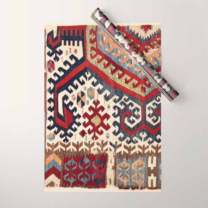 Hotamis  Antique Konya Turkish Kilim Print Wrapping Paper Gallery Image 1