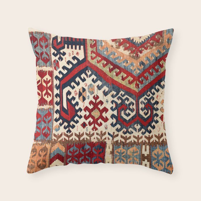 Hotamis  Antique Konya Turkish Kilim Print Throw Pillow Gallery Image 6