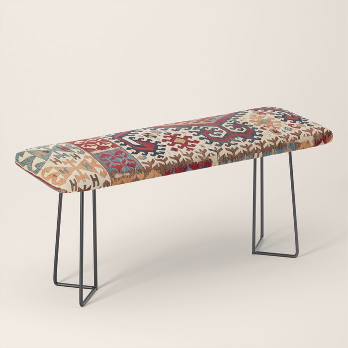 Hotamis  Antique Konya Turkish Kilim Print Bench Gallery Image 1