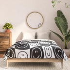 Black and white happy face checkered pattern Comforter Gallery Image 3