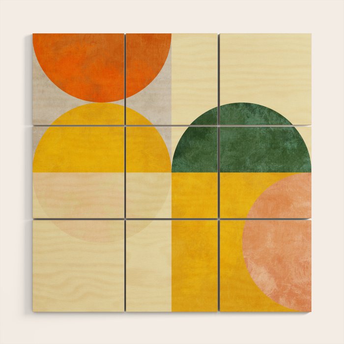 Geometric Abstract Mid Century Modern 3 Wood Wall Art Gallery Image 1