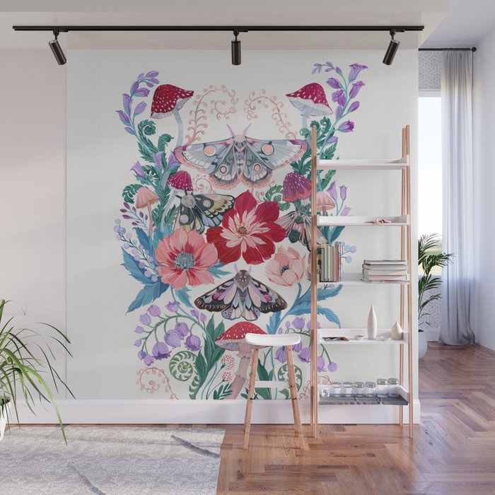 Floral moth painting Wall Mural Gallery Image 1