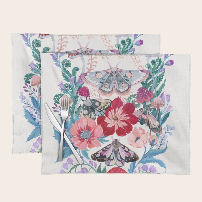 Floral moth painting Placemat Gallery Image 1