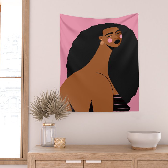 Pink Stripes Wall Tapestry Gallery Image 2