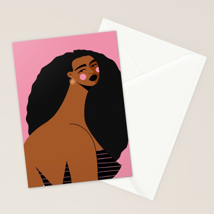 Pink Stripes Stationery Card Gallery Image 2