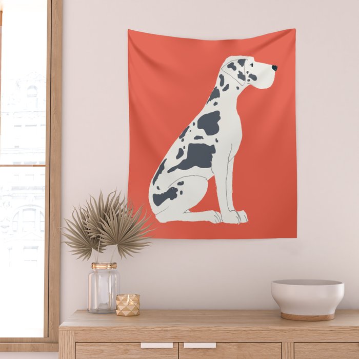 Great Dane Dog Illustration Wall Tapestry Gallery Image 2